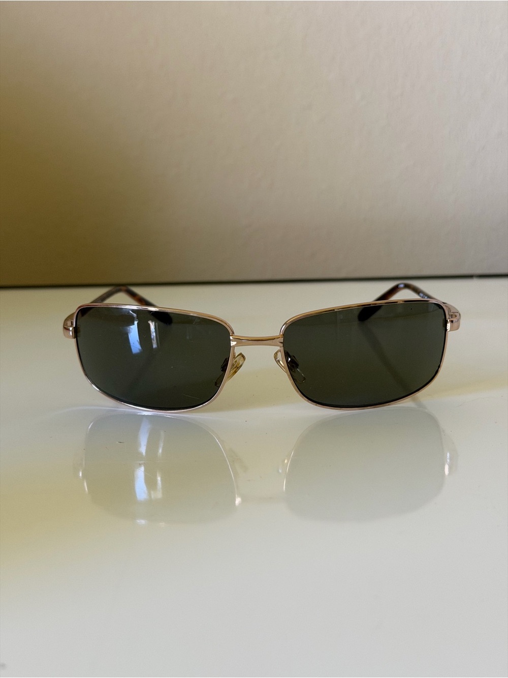 Nautica Gold-Tone Frame Sunglasses with Dark Green Lenses